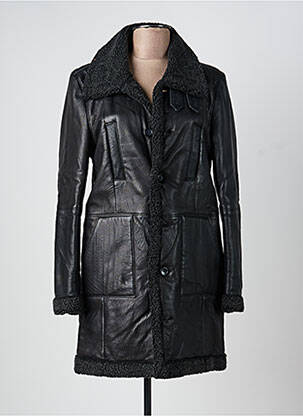 Manteau long coupe cintrée sans capuche noir ROSE GARDEN femme