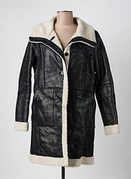 Manteau long coupe droite sans capuche noir ROSE GARDEN femme