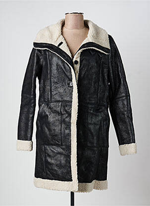 Manteau long coupe droite sans capuche noir ROSE GARDEN femme