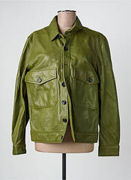 Veste en cuir poches vert ROSE GARDEN femme