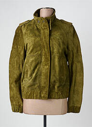 Veste en cuir poches vert ROSE GARDEN femme