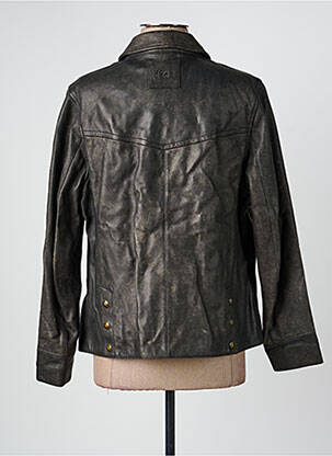 Veste en cuir poches marron ROSE GARDEN femme