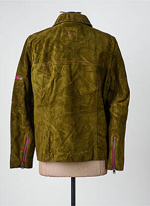 Veste en cuir poches vert ROSE GARDEN femme