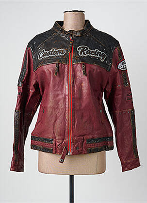 Veste en cuir poches rouge ROSE GARDEN femme