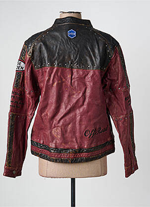 Veste en cuir poches rouge ROSE GARDEN femme