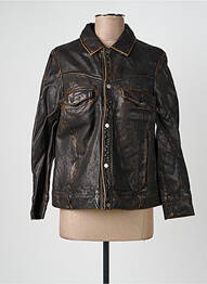 Veste en cuir poches marron ROSE GARDEN femme