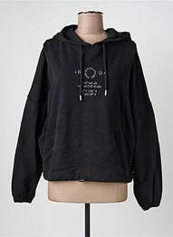 Sweat-shirt à capuche broderie manches longues noir ROSE GARDEN femme
