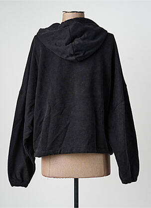 Sweat-shirt à capuche broderie manches longues noir ROSE GARDEN femme