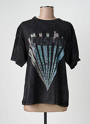 T-shirt sérigraphie manches courtes noir ROSE GARDEN femme