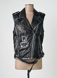 Veste en cuir coupe cintrée noir ROSE GARDEN femme