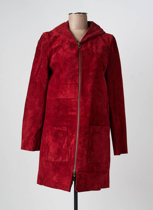 Veste en cuir poches rouge ROSE GARDEN femme