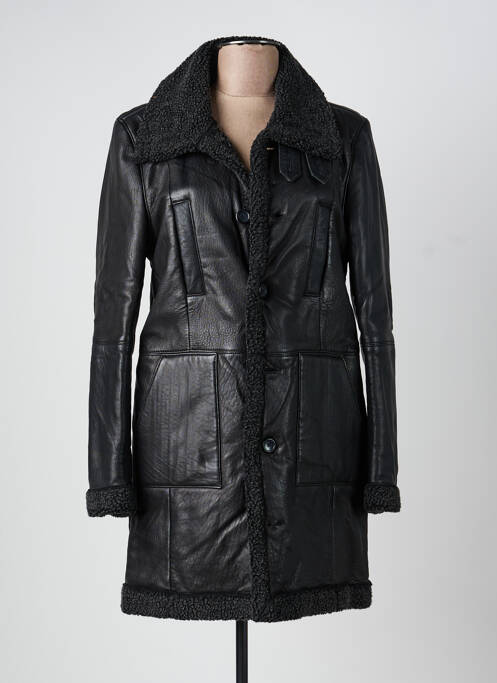 Manteau long coupe cintrée sans capuche noir ROSE GARDEN femme