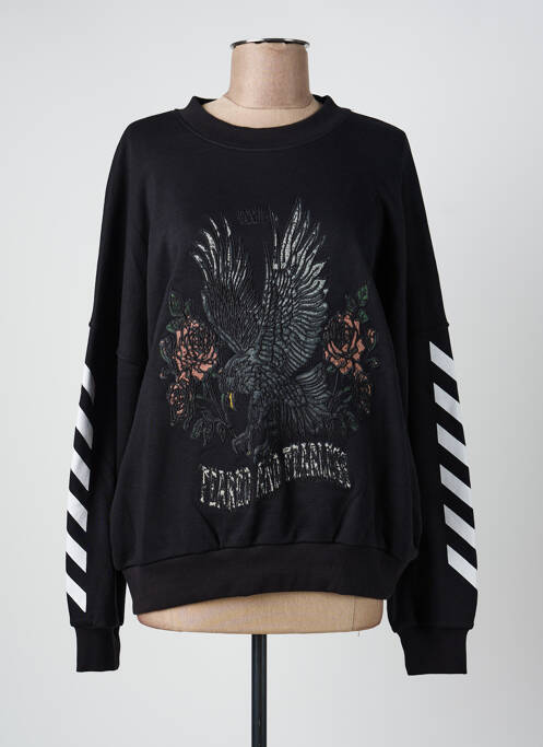Sweat-shirt stretch manches longues noir ROSE GARDEN femme