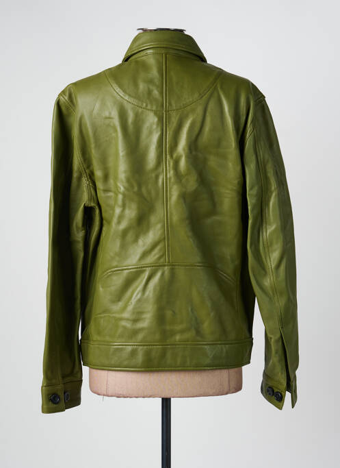Veste en cuir poches vert ROSE GARDEN femme