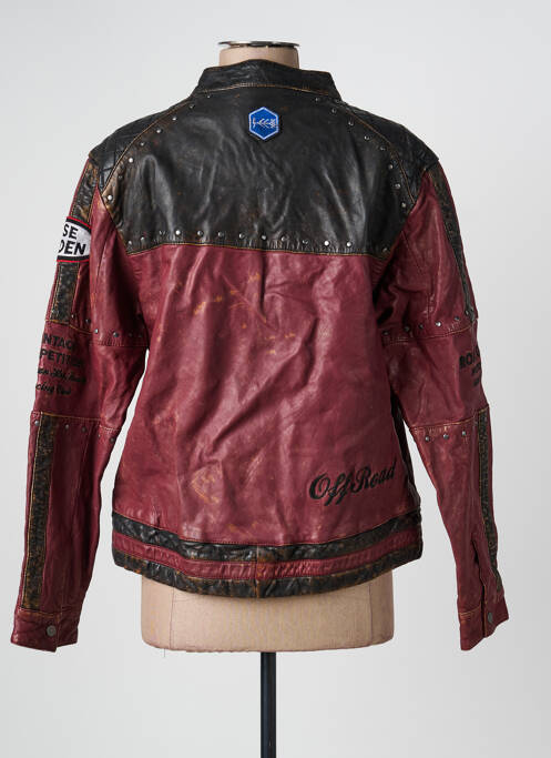 Veste en cuir poches rouge ROSE GARDEN femme