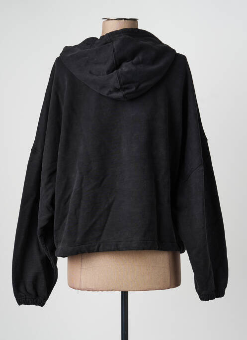 Sweat-shirt à capuche broderie manches longues noir ROSE GARDEN femme