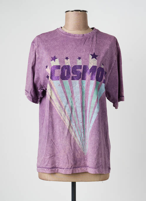T-shirt sérigraphie manches courtes violet ROSE GARDEN femme