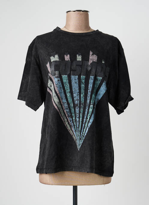T-shirt sérigraphie manches courtes noir ROSE GARDEN femme