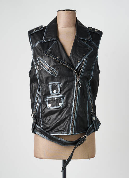 Veste en cuir coupe cintrée noir ROSE GARDEN femme