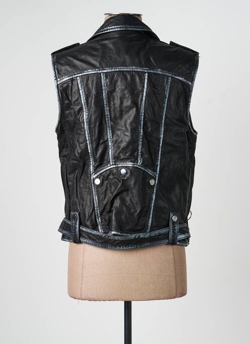 Veste en cuir coupe cintrée noir ROSE GARDEN femme