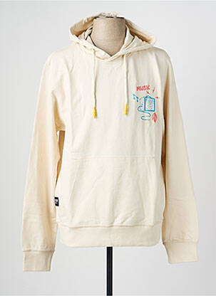 Sweat-shirt à capuche tissage jersey manches longues beige DAYTONA homme