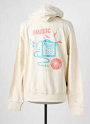 Sweat-shirt à capuche tissage jersey manches longues beige DAYTONA homme