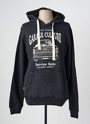 Sweat-shirt à capuche tissage jersey manches longues noir DAYTONA homme
