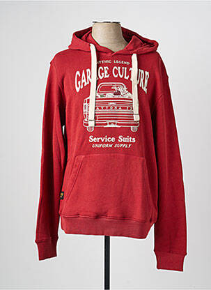 Sweat-shirt à capuche tissage jersey manches longues rouge DAYTONA homme