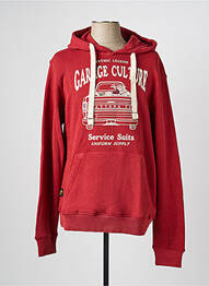 Sweat-shirt à capuche tissage jersey manches longues rouge DAYTONA homme