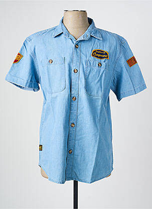 Chemise manches courtes coupe cintrée bleu DAYTONA homme