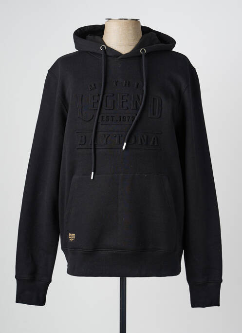 Sweat-shirt à capuche broderie manches longues noir DAYTONA homme