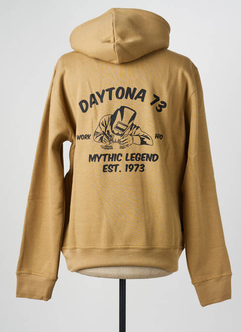 Sweat-shirt à capuche poches manches longues marron DAYTONA homme