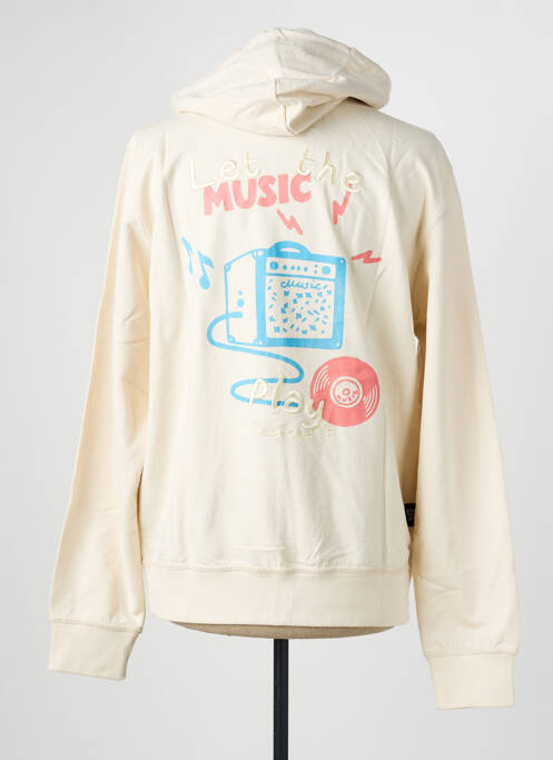 Sweat-shirt à capuche tissage jersey manches longues beige DAYTONA homme
