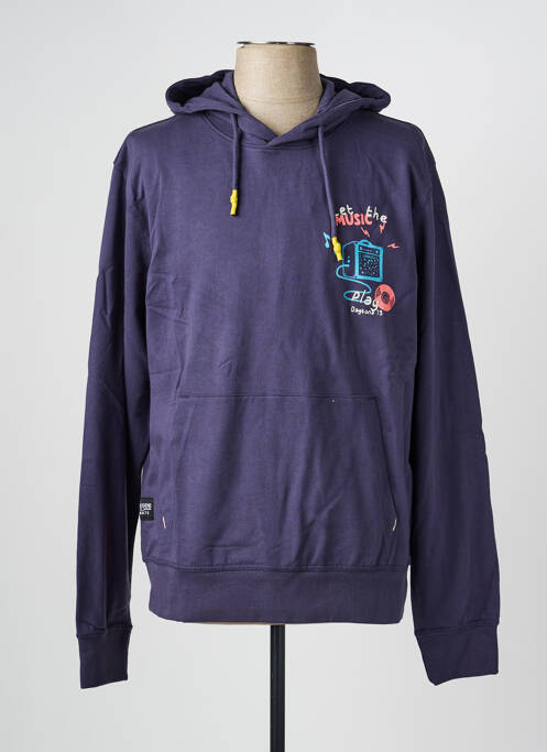 Sweat-shirt à capuche tissage jersey manches longues bleu DAYTONA homme