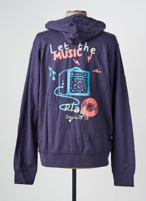 Sweat-shirt à capuche tissage jersey manches longues bleu DAYTONA homme