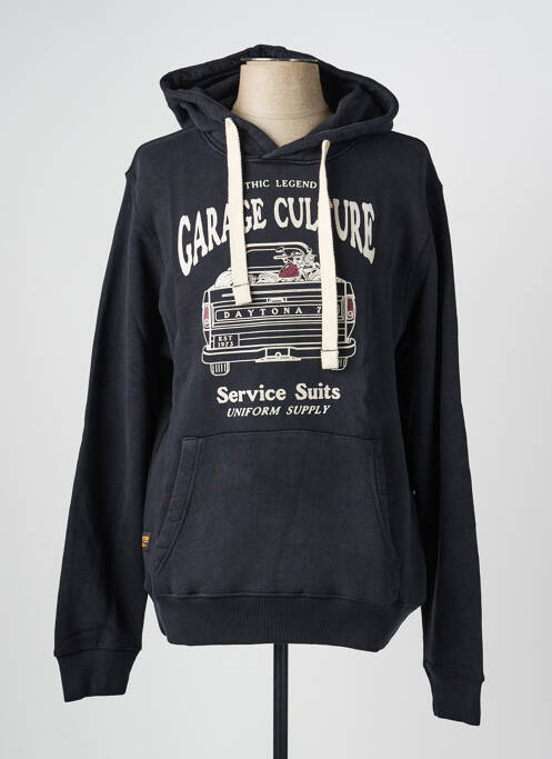 Sweat-shirt à capuche tissage jersey manches longues noir DAYTONA homme