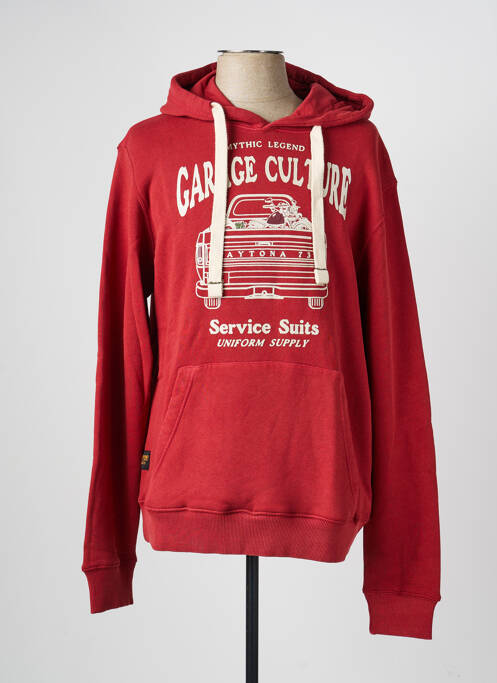 Sweat-shirt à capuche tissage jersey manches longues rouge DAYTONA homme