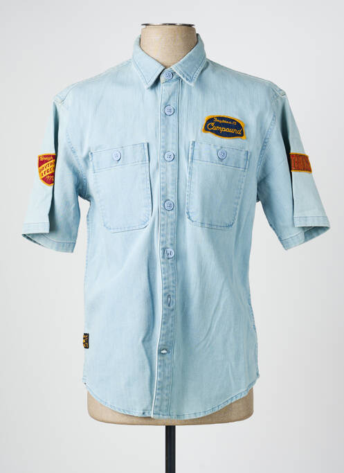 Chemise manches courtes coupe cintrée bleu DAYTONA homme