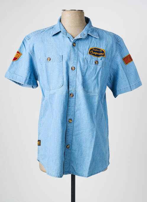 Chemise manches courtes coupe cintrée bleu DAYTONA homme