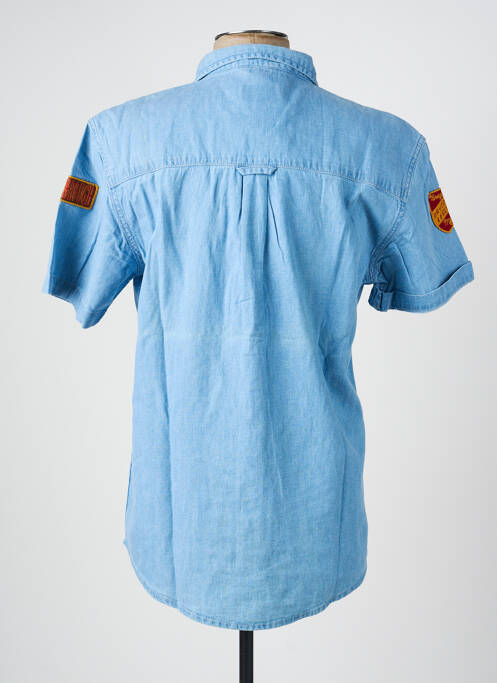 Chemise manches courtes coupe cintrée bleu DAYTONA homme