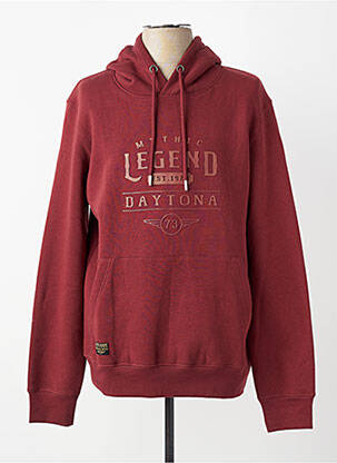 Sweat-shirt à capuche finition bords-côtes manches longues rouge DAYTONA homme