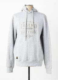Sweat-shirt à capuche finition bords-côtes manches longues gris DAYTONA homme
