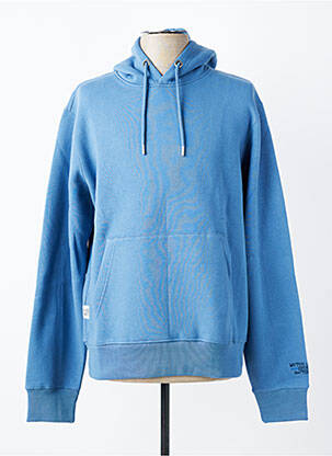 Sweat-shirt à capuche poches manches longues bleu DAYTONA homme
