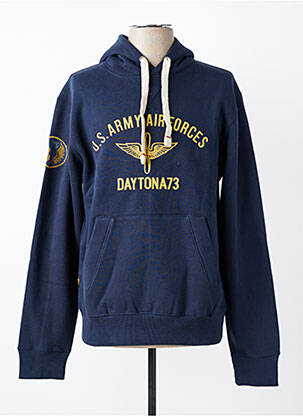 Sweat-shirt à capuche broderie manches longues bleu DAYTONA homme