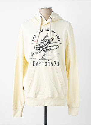 Sweat-shirt à capuche sérigraphie floquée manches longues beige DAYTONA homme