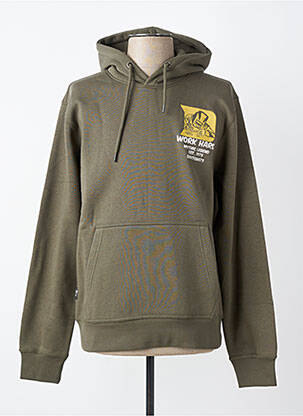 Sweat-shirt broderie manches longues vert DAYTONA homme