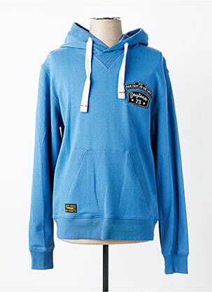 Sweat-shirt à capuche broderie manches longues bleu DAYTONA homme
