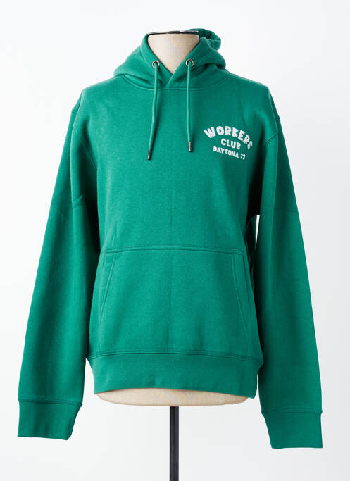 Sweat-shirt à capuche broderie manches longues vert DAYTONA homme