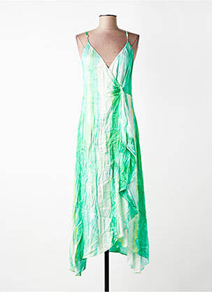Robe longue imprimé fantaisie fines bretelles vert SUNCOO femme