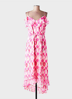 Robe longue imprimé fantaisie fines bretelles rose LPB femme